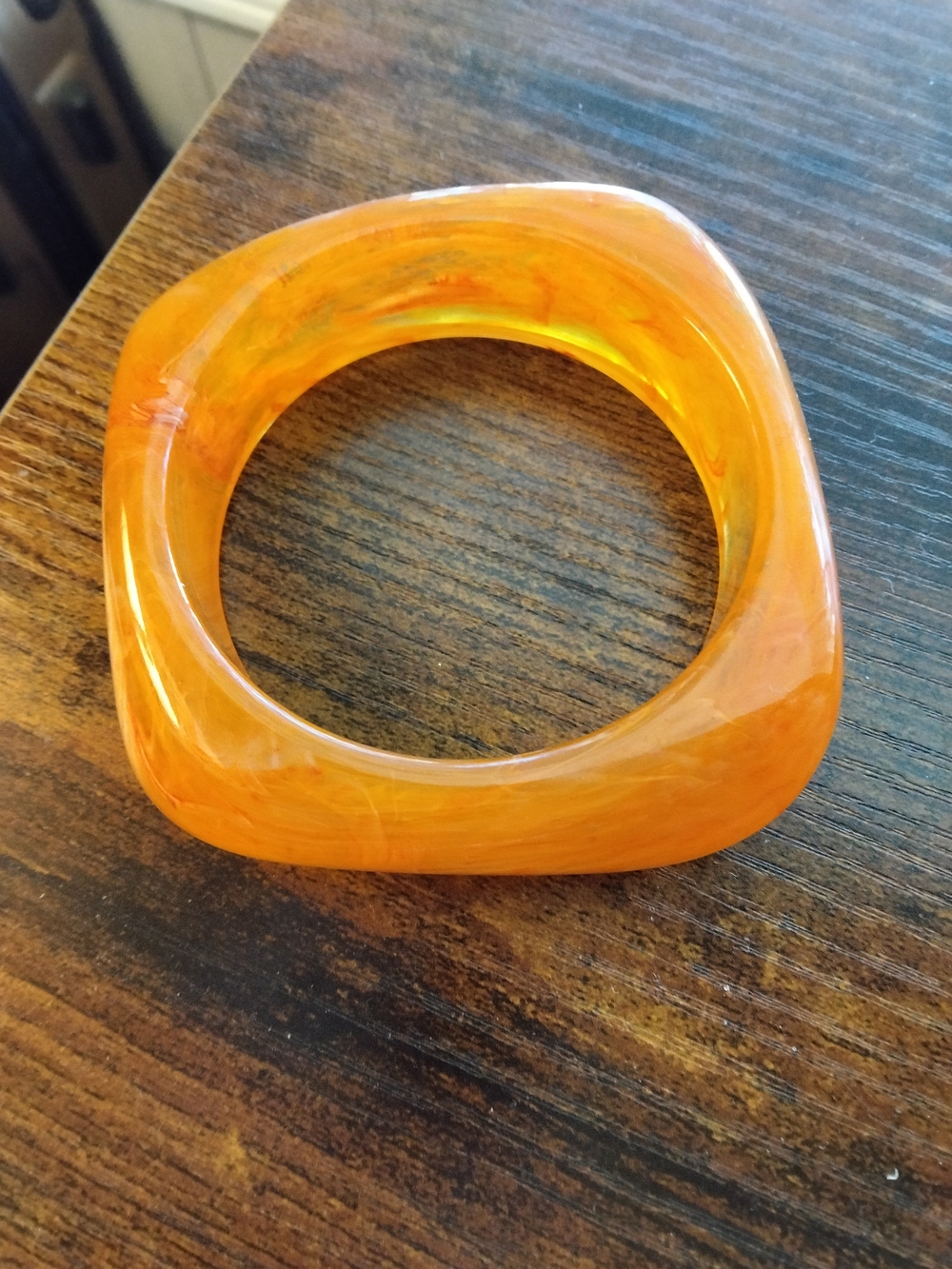 Orange Resin Square Bangle Bracelet - Unbranded